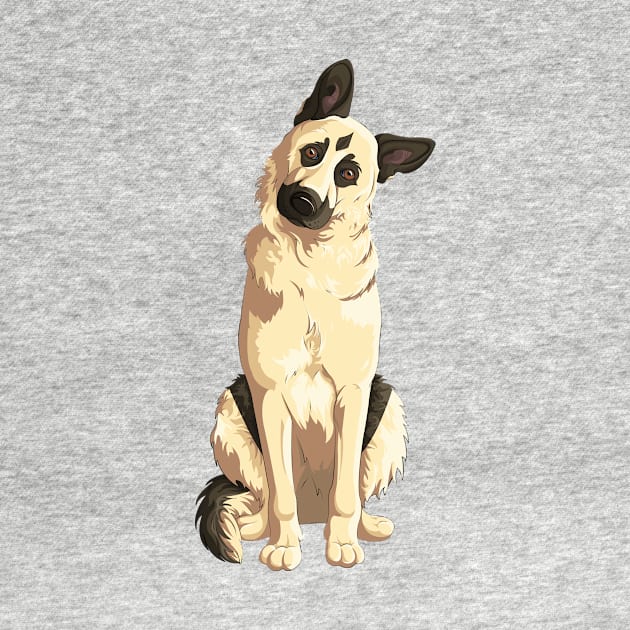 Cute cartoon German Shepherd by Art by Angele G